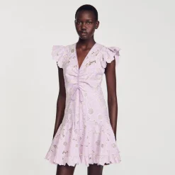 Sandro Paris Vestidos-Vestido Curto Guipura Com Margaridas