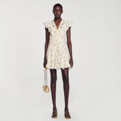 Sandro Paris Vestidos-Vestido Curto Guipura Com Margaridas