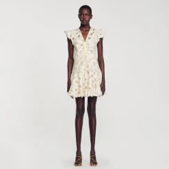 Sandro Paris Vestidos-Vestido Curto Guipura Com Margaridas