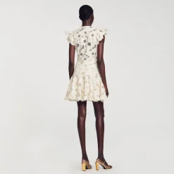 Sandro Paris Vestidos-Vestido Curto Guipura Com Margaridas