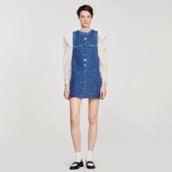 Sandro Paris Vestidos-Vestido Curto Trapezio De Tweed