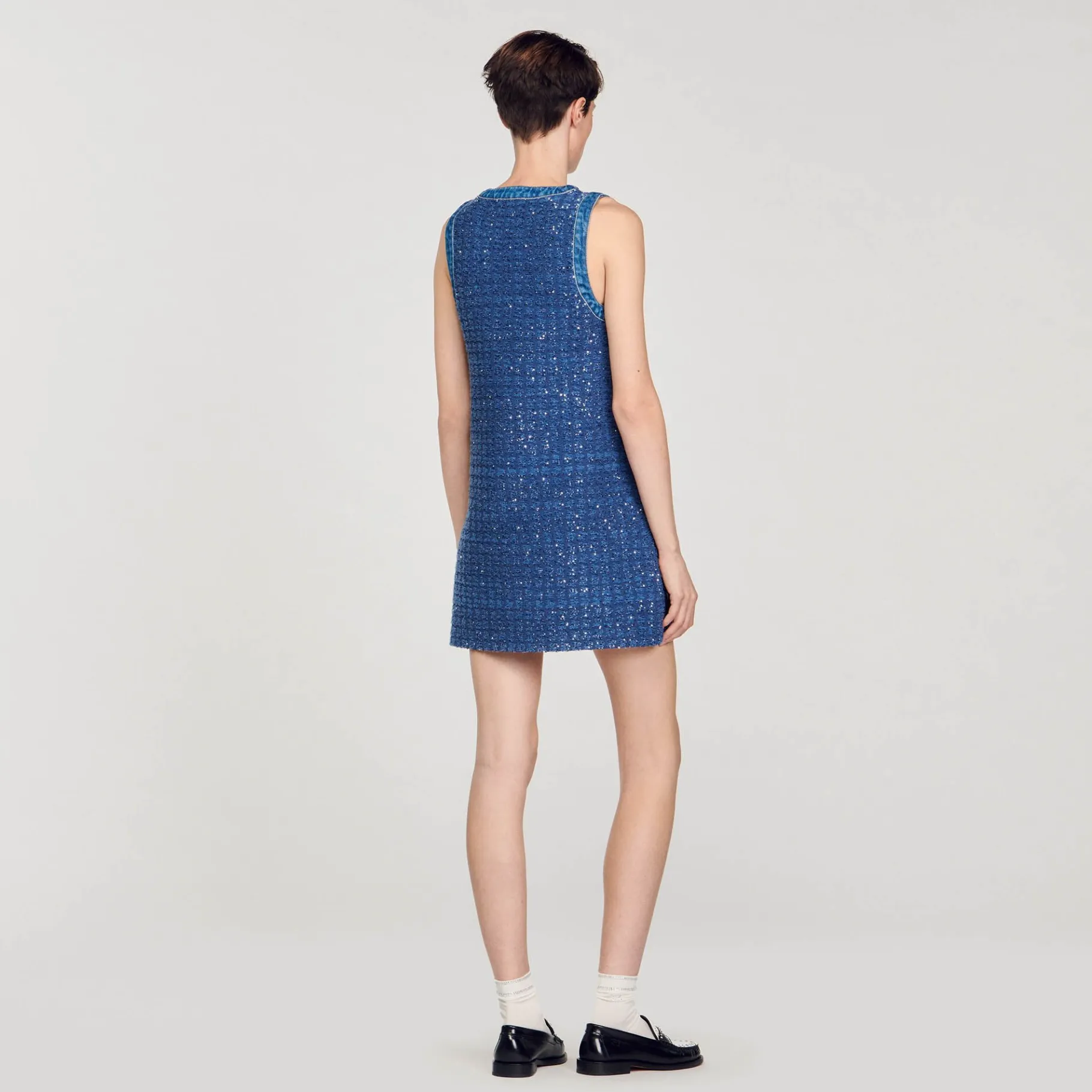 Sandro Paris Vestidos-Vestido Curto Trapezio De Tweed