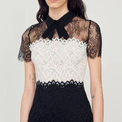 Sandro Paris Vestidos-Vestido De Renda Bicolor