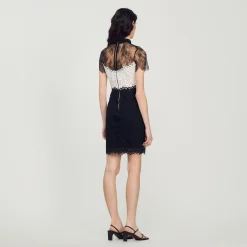 Sandro Paris Vestidos-Vestido De Renda Bicolor