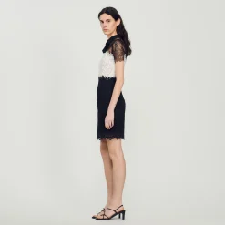 Sandro Paris Vestidos-Vestido De Renda Bicolor