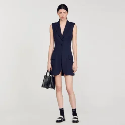 Sandro Paris Vestidos-Vestido De Terno Curto Plissado