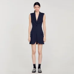 Sandro Paris Vestidos-Vestido De Terno Curto Plissado