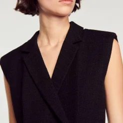 Sandro Paris Vestidos-Vestido De Tweed Plissado