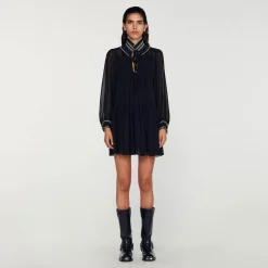 Sandro Paris Vestidos-Vestido Fluido De Musselina