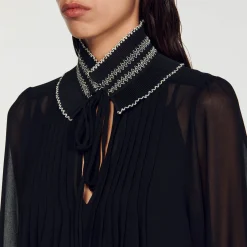 Sandro Paris Vestidos-Vestido Fluido De Musselina