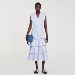 Sandro Paris Vestidos-Vestido Longo Com Babados