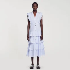 Sandro Paris Vestidos-Vestido Longo Com Babados