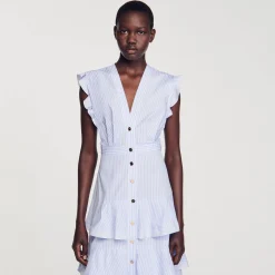 Sandro Paris Vestidos-Vestido Longo Com Babados