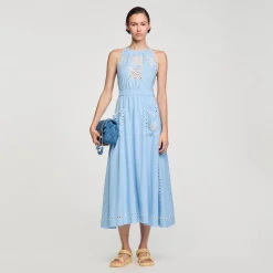Sandro Paris Vestidos-Vestido Longo Com Bordado Ingles