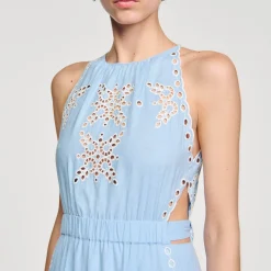 Sandro Paris Vestidos-Vestido Longo Com Bordado Ingles