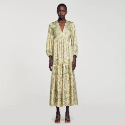Sandro Paris Vestidos-Vestido Longo Com Estampa De Lenco