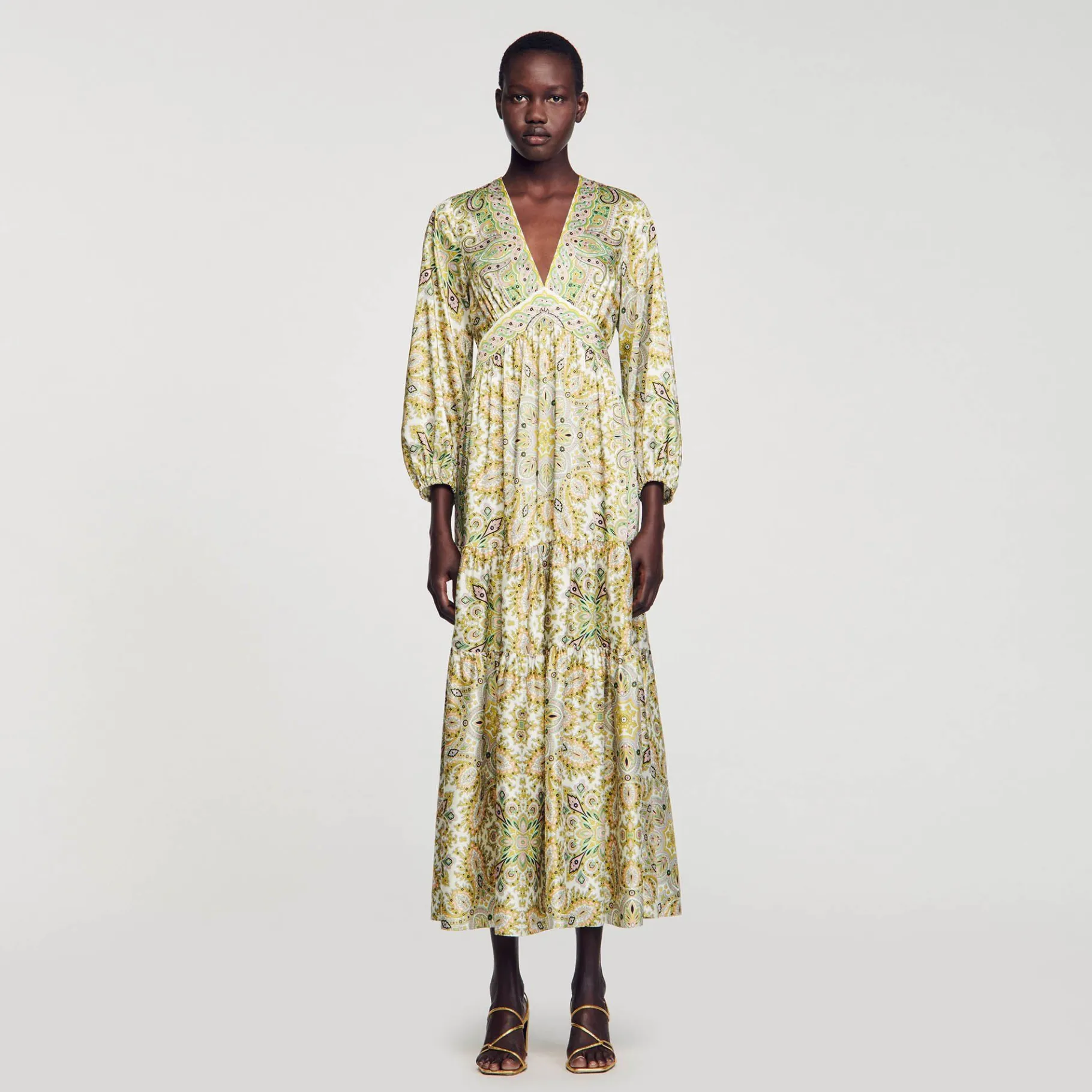 Sandro Paris Vestidos-Vestido Longo Com Estampa De Lenco