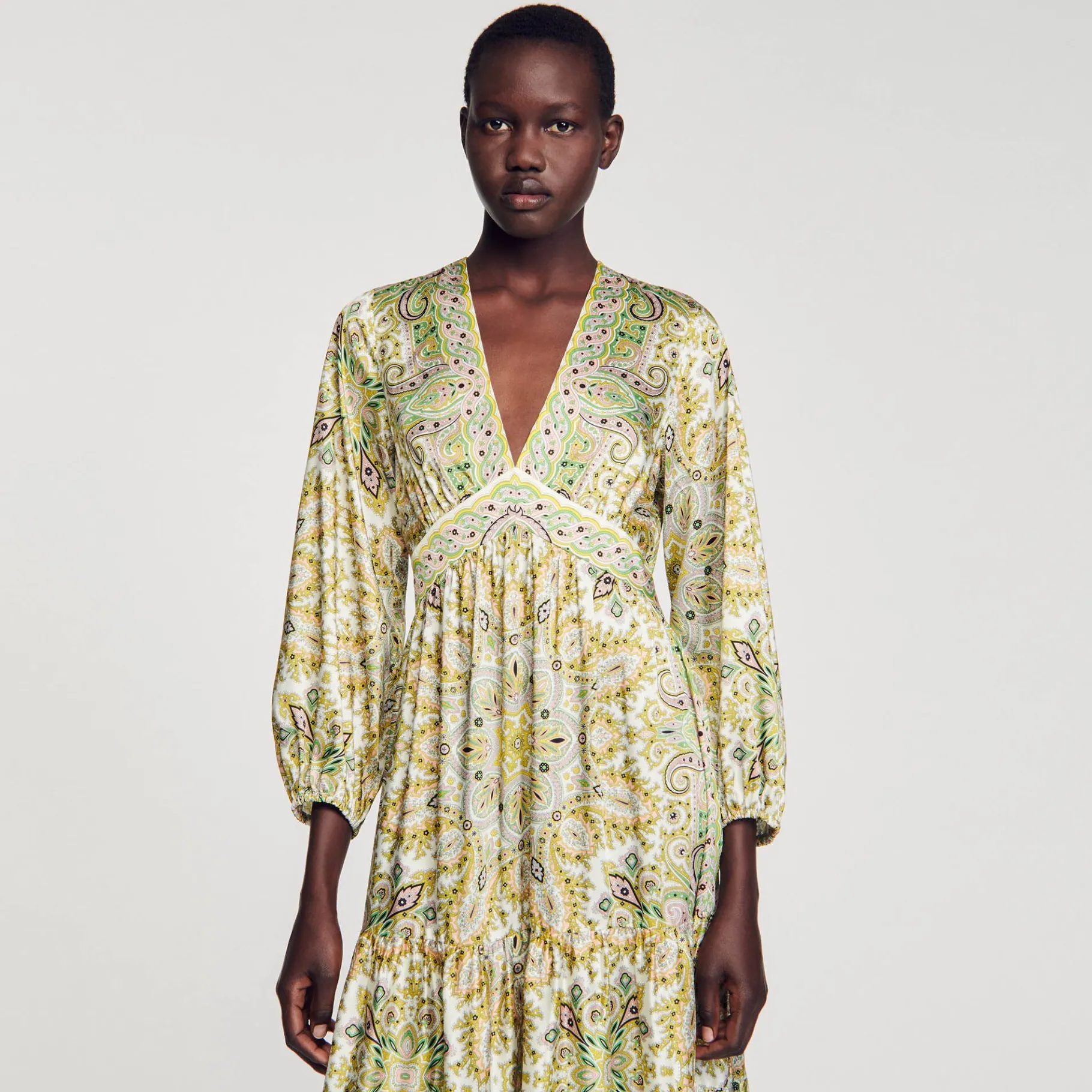 Sandro Paris Vestidos-Vestido Longo Com Estampa De Lenco