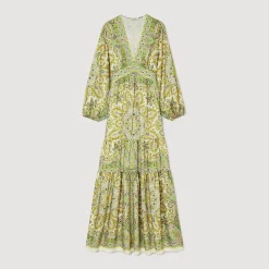 Sandro Paris Vestidos-Vestido Longo Com Estampa De Lenco