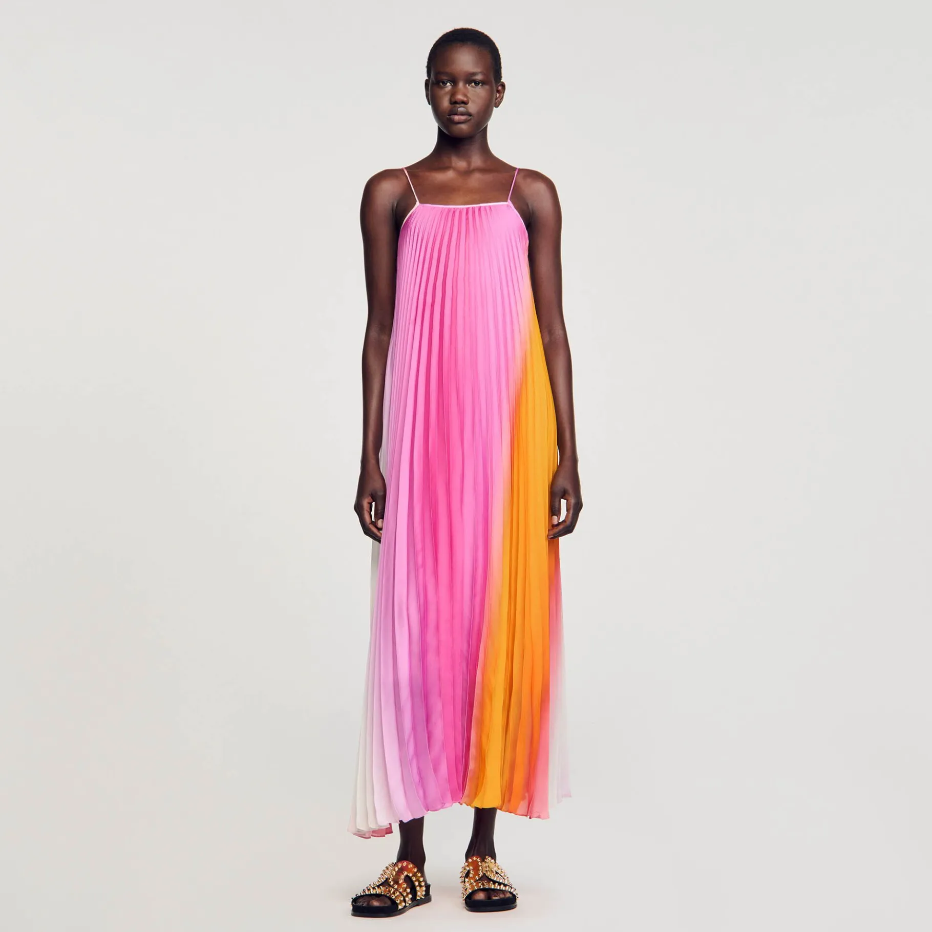 Sandro Paris Vestidos-Vestido Longo Com Pregas Em Leque