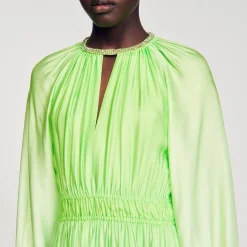 Sandro Paris Vestidos-Vestido Longo Com Strass No Pescoco