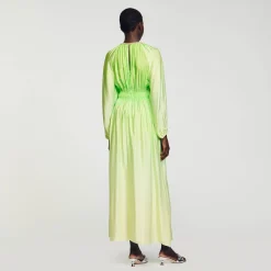 Sandro Paris Vestidos-Vestido Longo Com Strass No Pescoco