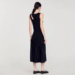 Sandro Paris Vestidos-Vestido Longo De Dois Materiais