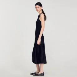 Sandro Paris Vestidos-Vestido Longo De Dois Materiais