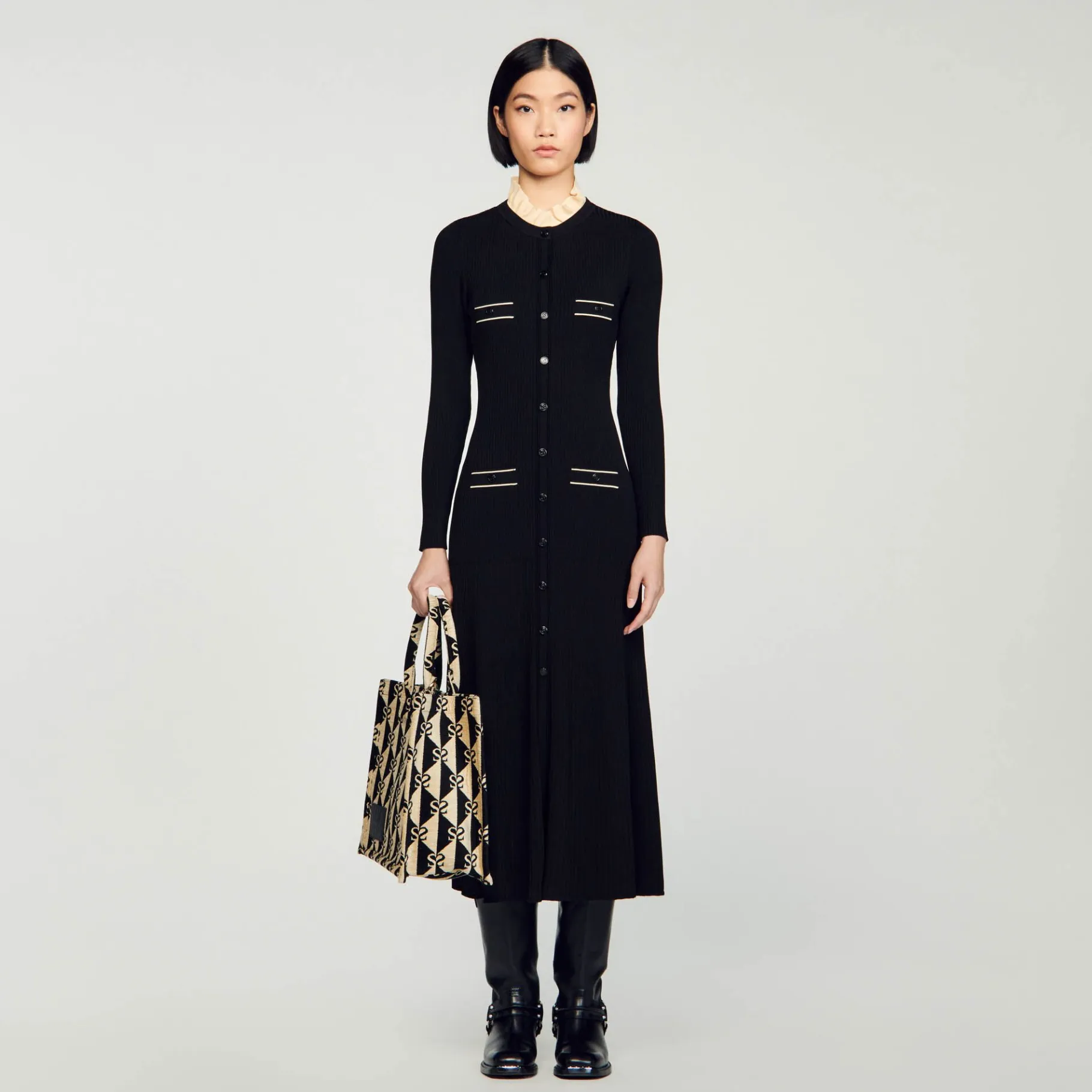 Sandro Paris Vestidos-Vestido Longo De Malha Canelada