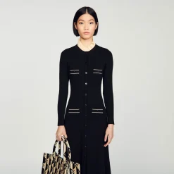 Sandro Paris Vestidos-Vestido Longo De Malha Canelada