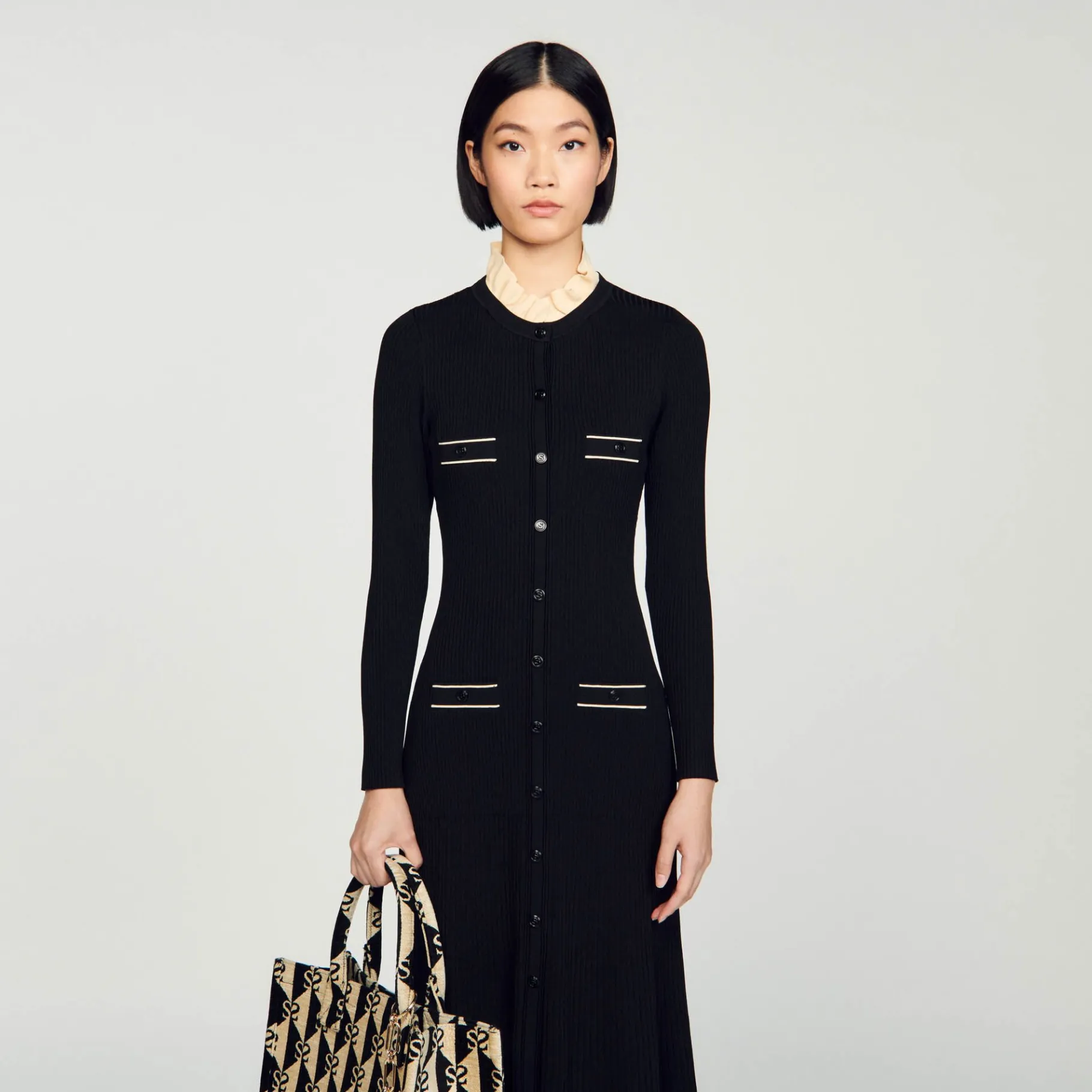 Sandro Paris Vestidos-Vestido Longo De Malha Canelada