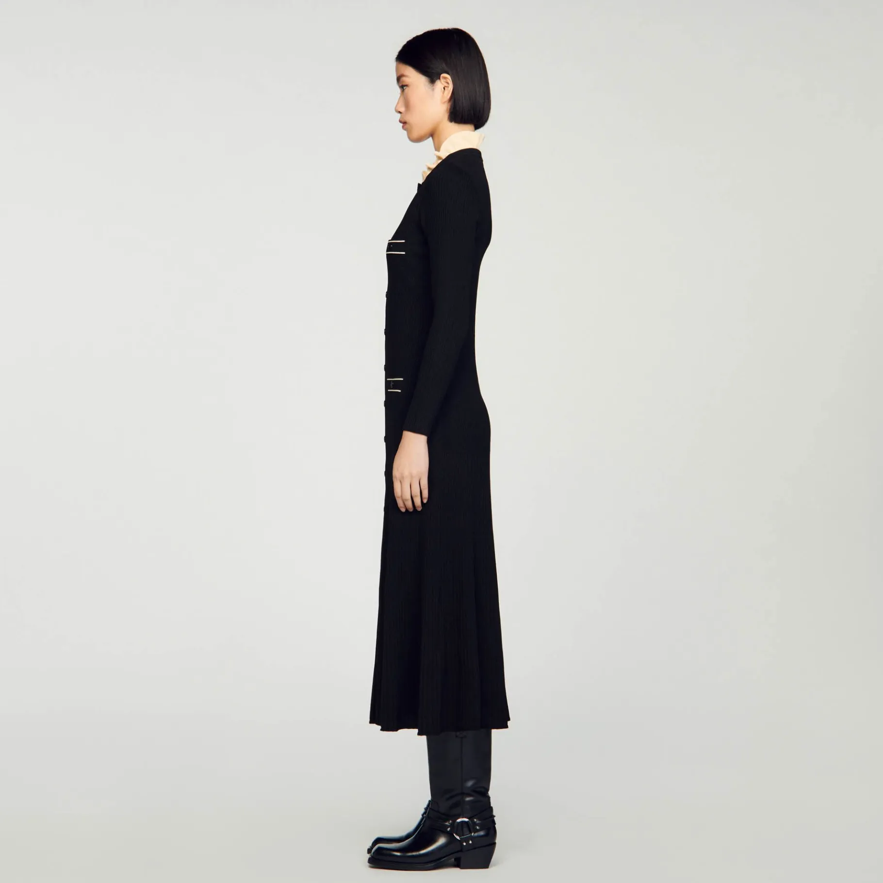 Sandro Paris Vestidos-Vestido Longo De Malha Canelada