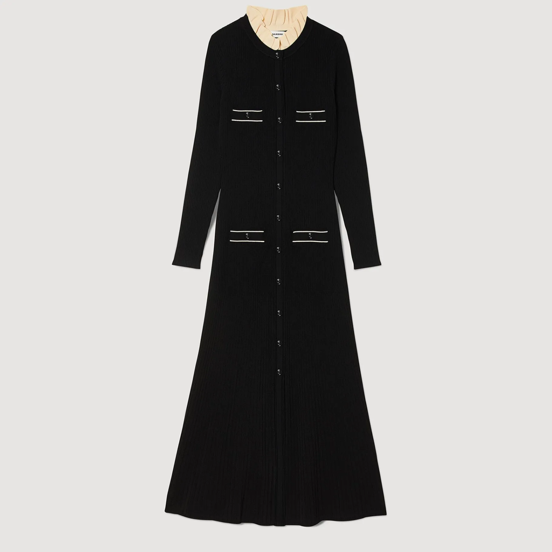 Sandro Paris Vestidos-Vestido Longo De Malha Canelada