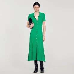 Sandro Paris Vestidos-Vestido Longo De Malha Canelada