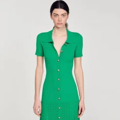 Sandro Paris Vestidos-Vestido Longo De Malha Canelada
