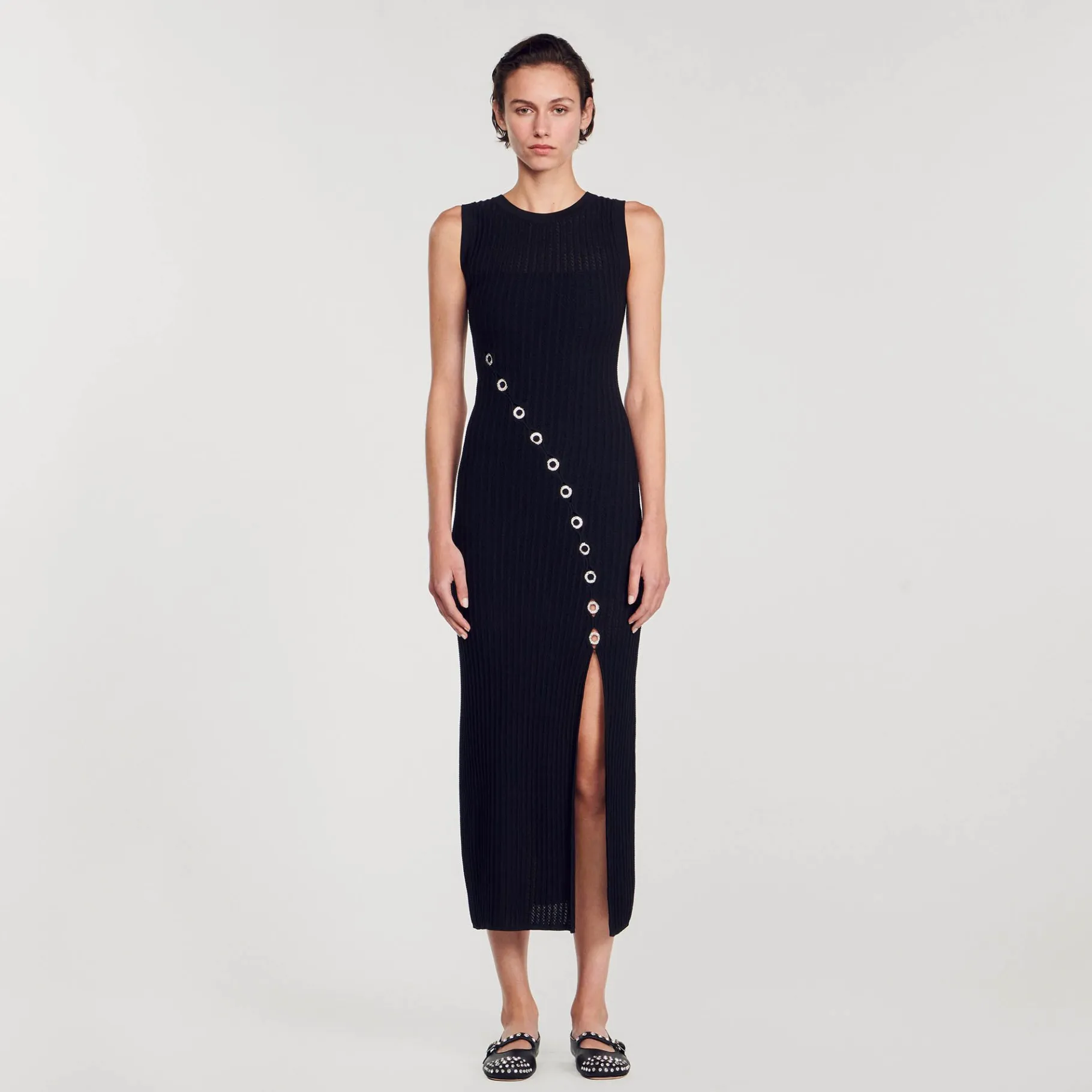 Sandro Paris Vestidos-Vestido Longo Decorado Com Diamantes