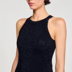 Sandro Paris Vestidos-Vestido Longo Em Malha Brilhante