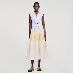 Sandro Paris Vestidos-Vestido Longo Em Patchwork