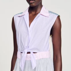 Sandro Paris Vestidos-Vestido Longo Em Patchwork