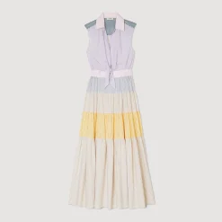 Sandro Paris Vestidos-Vestido Longo Em Patchwork