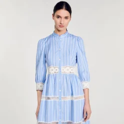 Sandro Paris Vestidos-Vestido Longo Listrado De Algodao