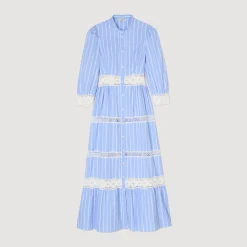 Sandro Paris Vestidos-Vestido Longo Listrado De Algodao