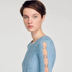 Sandro Paris Vestidos-Vestido Midi De Malha Com Mangas Compridas