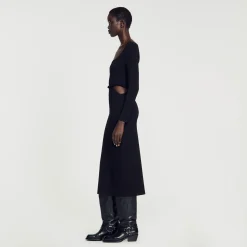 Sandro Paris Vestidos-Vestido Midi Vazado